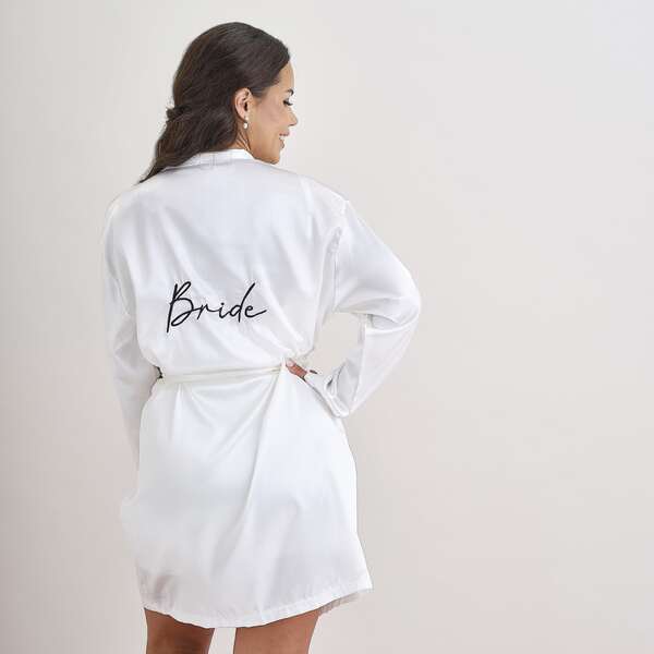 A beautiful white bride dressing gown robe perfect for hens party