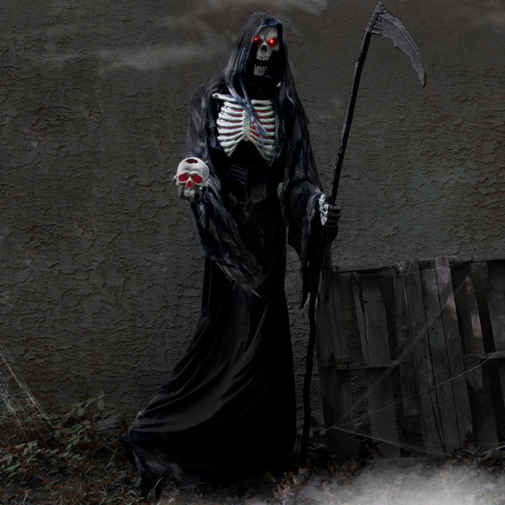 Realistic 7-Ft Tall Motion-Activated Rotting Reaper Halloween Decoration with Sound Effects