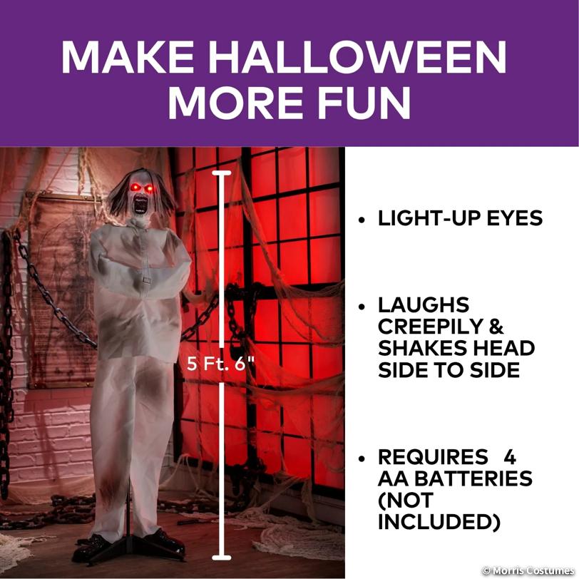 Life-Size Animated Light-Up Psych Patient - 5 ft
