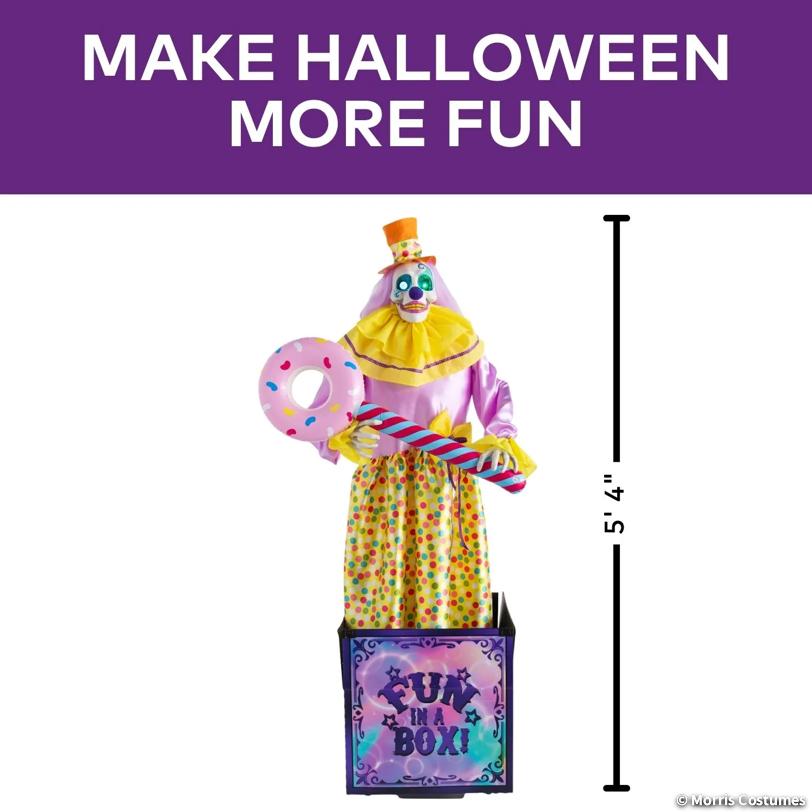 Life-Size Animated Light-Up Walking Fun-in-a-Box Clown - 5 ft