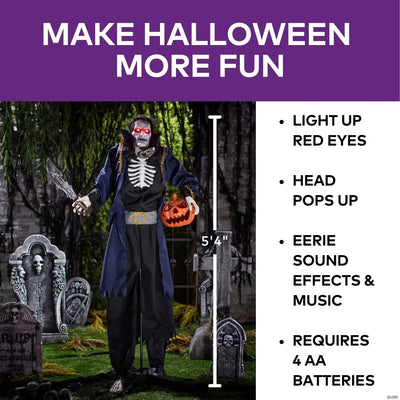 Light-Up Standing Pop-Up Pirate with Sound Halloween Decoration 5 Ft. 4"