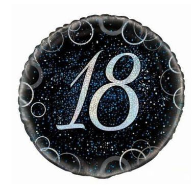 Black Holographic 18th Birthday Foil Balloon 45cm