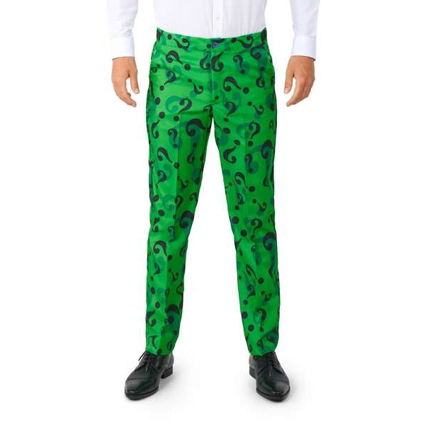 The Riddler Villain Suit Costume with iconic green jacket and question mark pattern