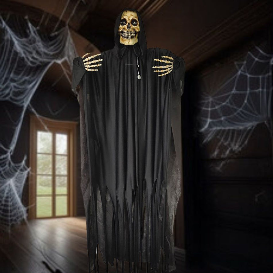 Creepy and lifelike 72 Black Shaking Reaper Halloween decoration for spooky decor