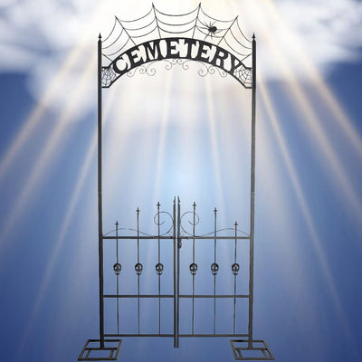 85-Foot Cemetery Archway Gate, Gothic Style Entrance for Halloween Decorations and Haunted Houses