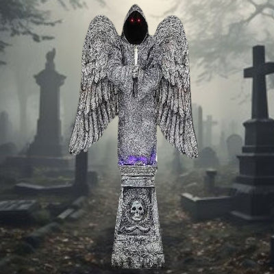 Creepy 96 Cemetery Angel Animated Prop with Glowing Eyes and Moving Wings