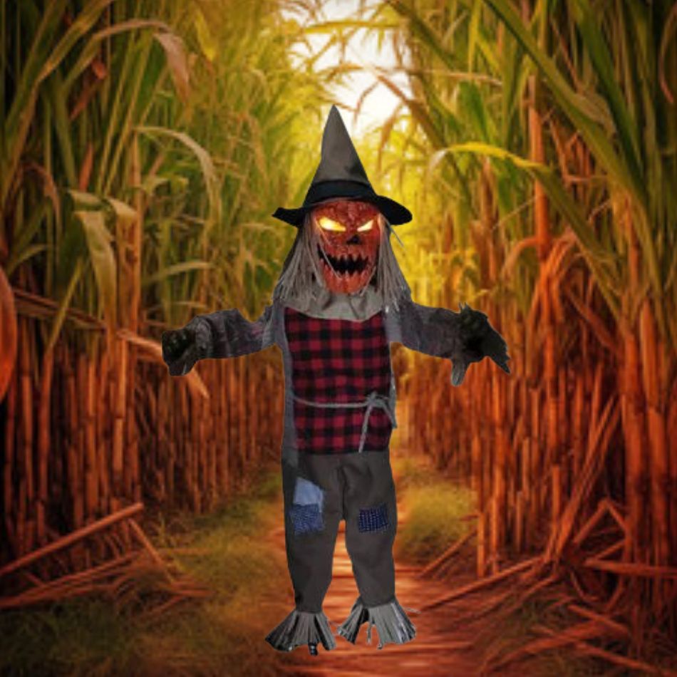 Spooky 36 Twitching Scarecrow Animated Prop that twitches and shakes