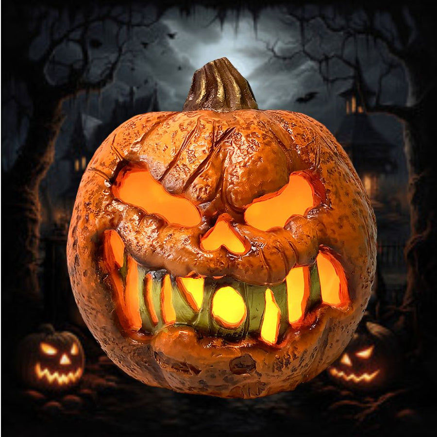 Spooky Rotten Flaming Pumpkin With Timer - Type A Halloween Decoration