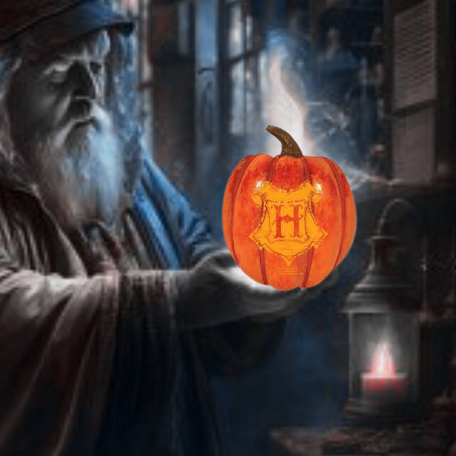 A realistic Harry Potter Halloween foam pumpkin prop perfect for decorations