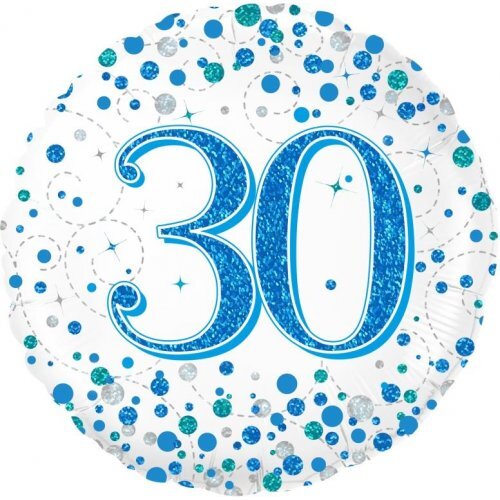 Sparkling Blue 30th Birthday Foil Balloon 45cm