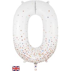 White Number 0 Foil Balloon-86cm