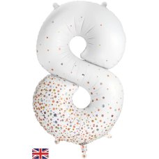 White Number 8 Foil Balloon-86cm