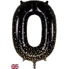Sparkling Fizz Black & Gold Number 0 Foil Balloon 86cm