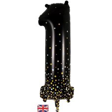 Sparkling Fizz Black & Gold Number 1 Foil Balloon 86cm