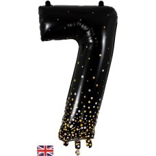 Sparkling Fizz Black & Gold Number 7 Foil Balloon 86cm