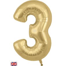 Gold Number 3 Foil Balloon-86cm