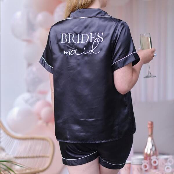  Four bridesmaid PJ sets with matching satin sleep masks