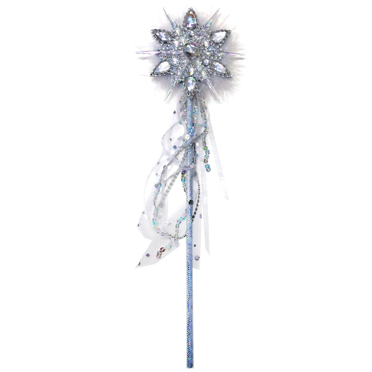 Sparking Snowflake Wand with Feathers