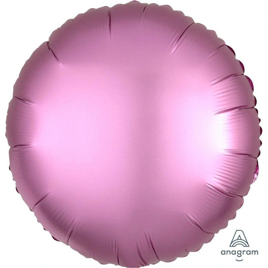 Flamingo Pink Satin Luxe Round Foil Balloon 45cm