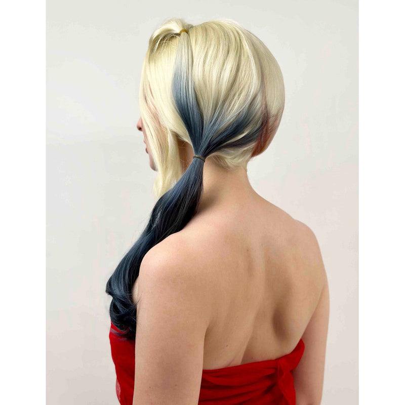 Harley Quinn Wig – Blonde with Red & Blue Ponytails