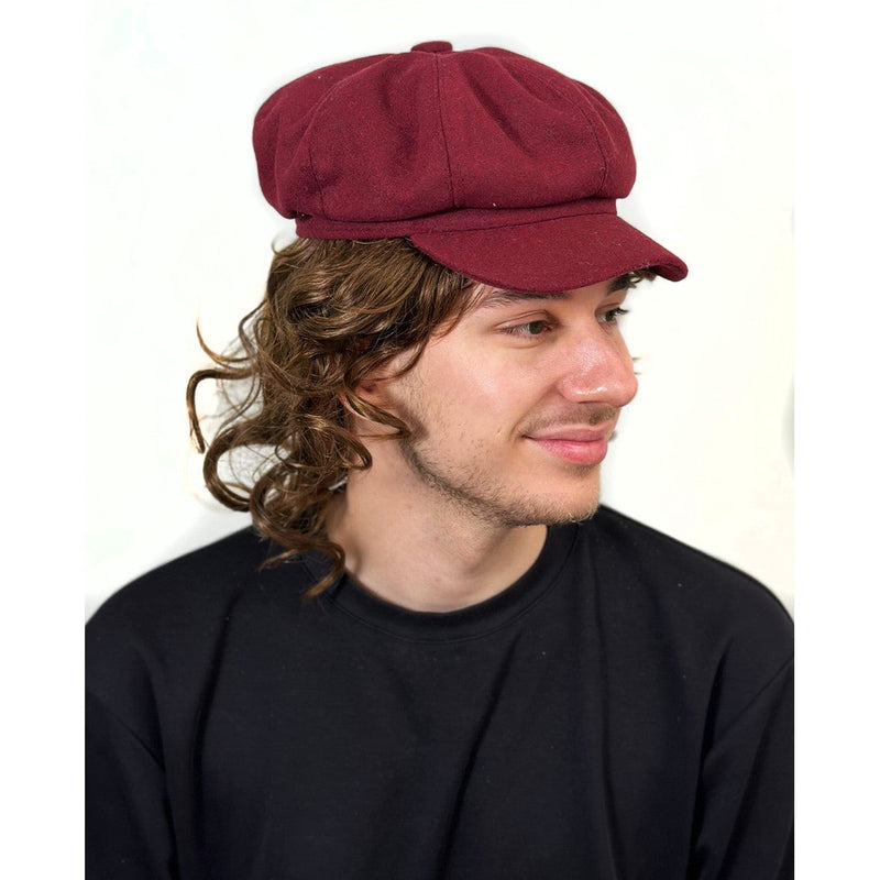 Burgundy Newsboy Cap – 8-Panel Baker Boy Hat