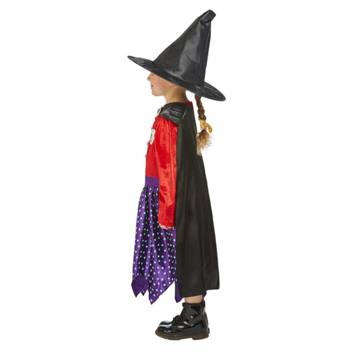 Cute and detailed Julia Donaldson Room On The Broom Deluxe Girls Costume with broomstick