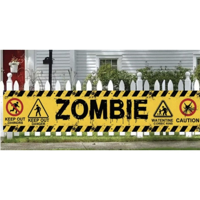 Zombie Warning Yard Banner 3m