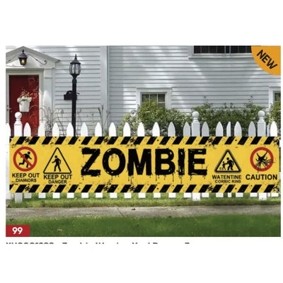 Zombie Warning Yard Banner 3m