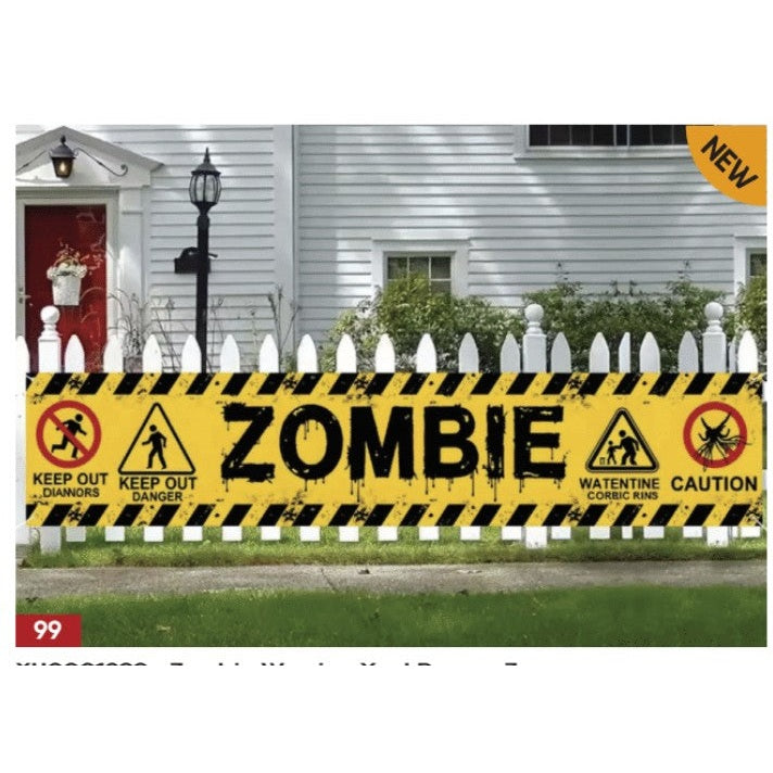 Zombie Warning Yard Banner 3m