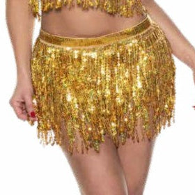 Gold Metallic Two Piece Mini Skirt Women's Costume