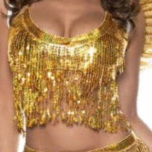 Gold Metallic Two Piece Mini Skirt Women's Costume