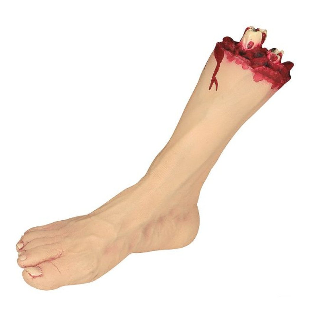 Realistic severed foot prop for Halloween and horror-themed events