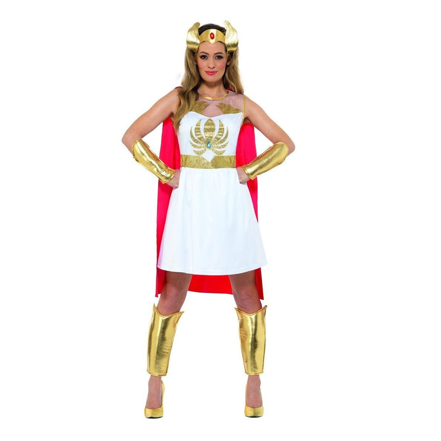 A full-length image of the She Ra Glitter Print Costume, a shimmering and stunning outfit for cosplay and dress-up with intricate details and vibrant colors