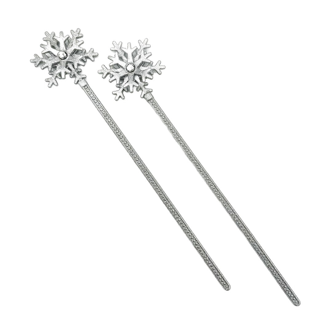 Shiny silver snowflake wand measuring 375cm, perfect for winter parties and events