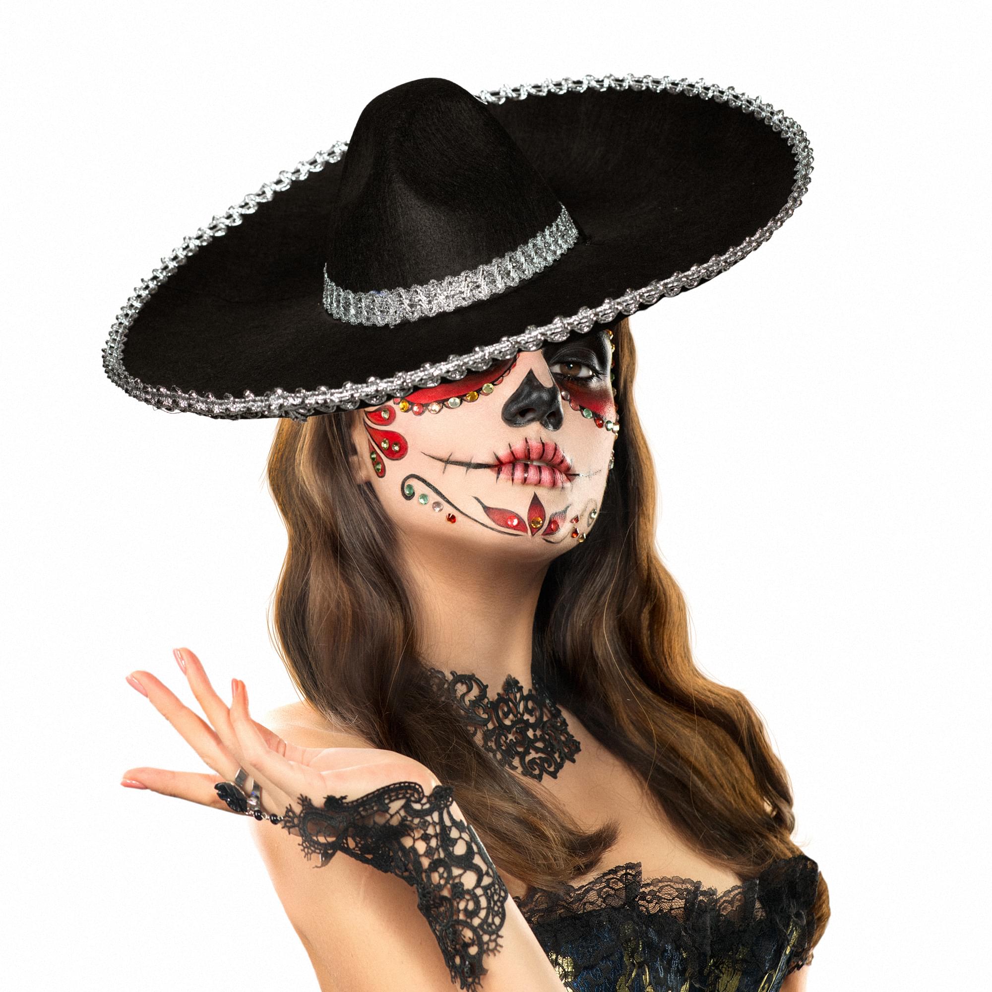 Silver Metallic Trim Sombrero