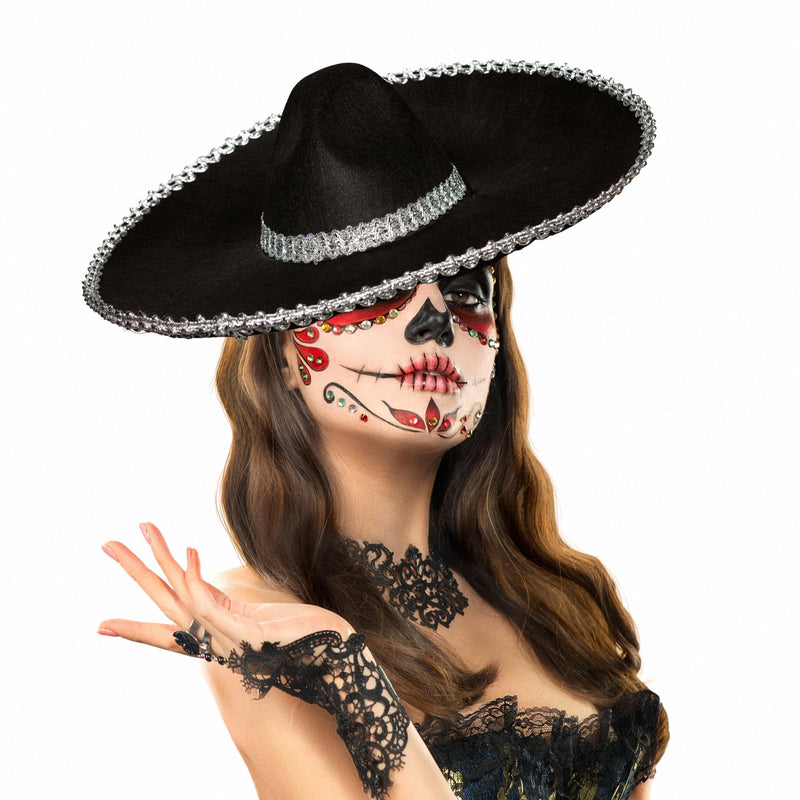 Silver Metallic Trim Sombrero