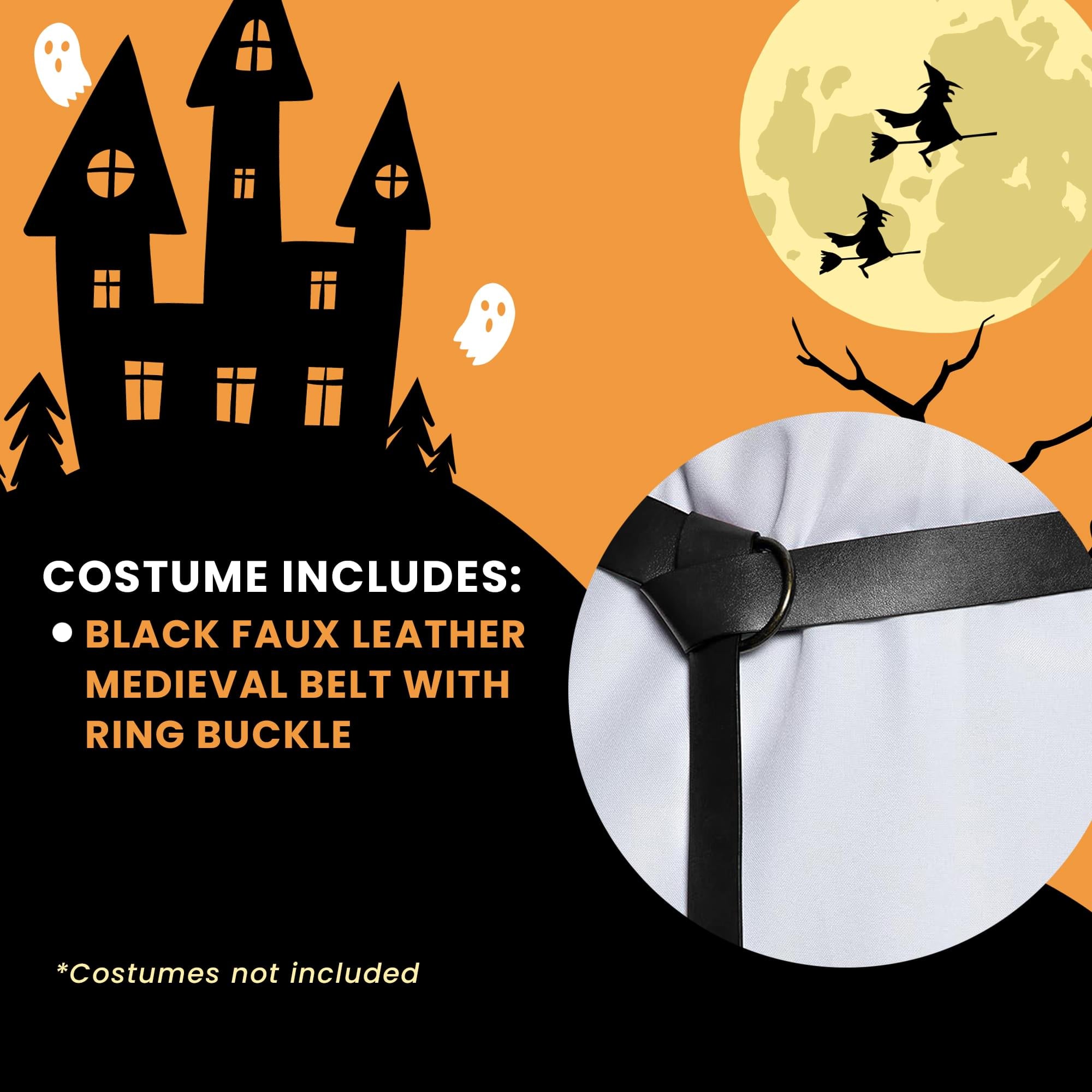 Medieval Black Faux Leather Belt, Adult