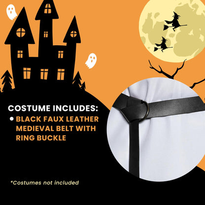 Medieval Black Faux Leather Belt, Adult