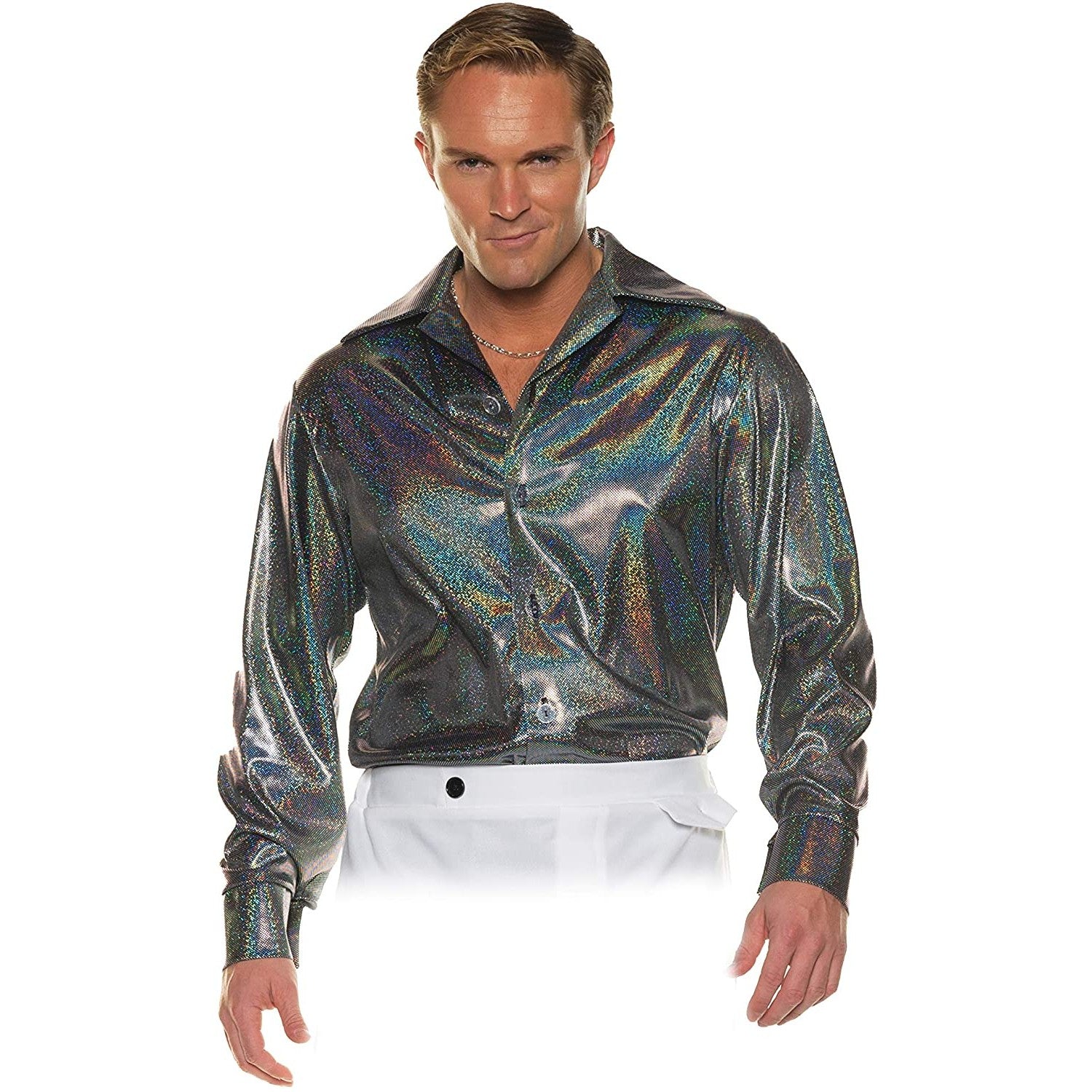 70s Black Multicolor Disco Shirt