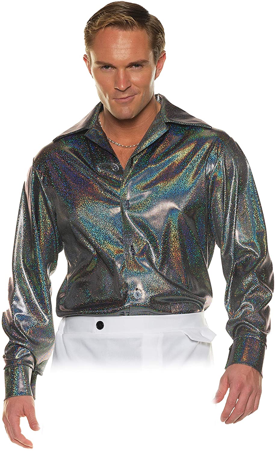 70s Black Multicolor Disco Shirt