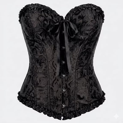 Lace Brocade Corset, Black