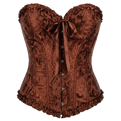 Lace Brocade Corset, Brown