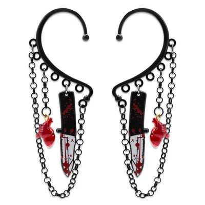 Dagger & Heart Ear Cuffs