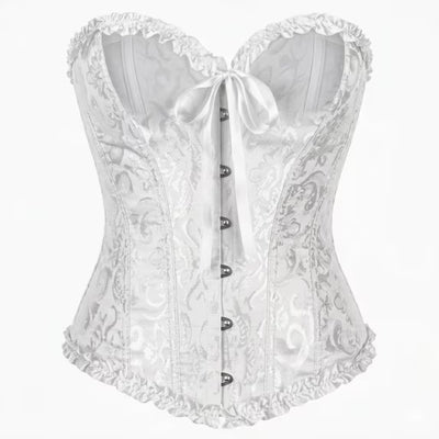 Lace Brocade Corset, White