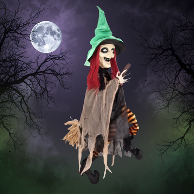 Animated Witch Riding A Broomstick 90cm