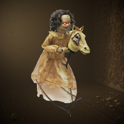 Animated Zombie Girl On Horse 1m