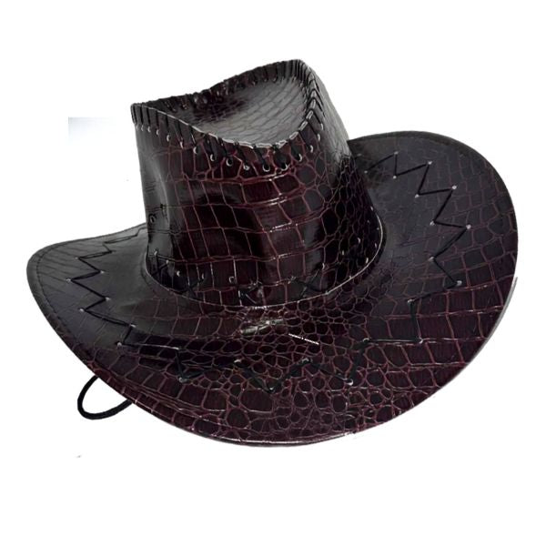 Brown Croc Skin Coubra Hat