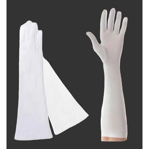 White Costume Gloves 42cm