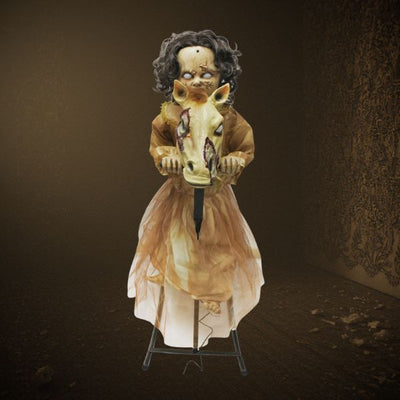 Animated Zombie Girl On Horse 1m