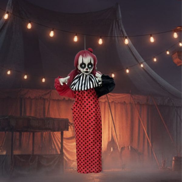 Light Up Hanging Clown Kids 80cm - Red Clown